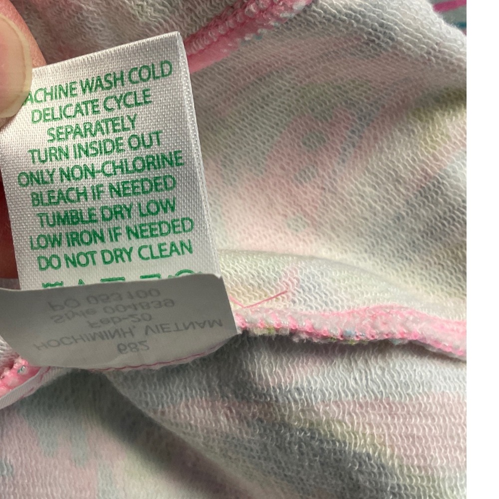Lilly Pulitzer Skipper Popover Women XS Pink Tropical Feather Half Zip Pullover - Picture 9 of 9